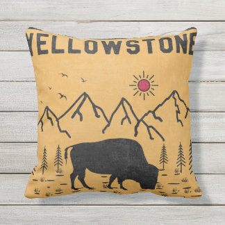 Vintager Yellowstone Nationalpark Bison Wyoming Kissen