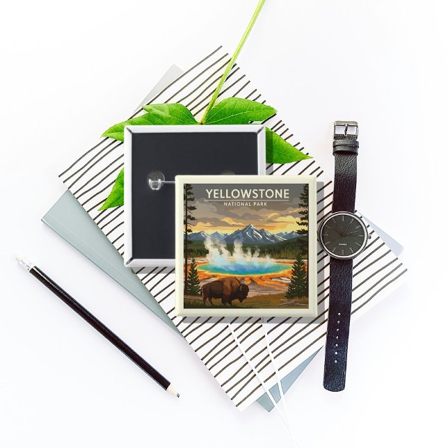 Vintager Yellowstone-Nationalpark Button (Von Creator hochgeladen)