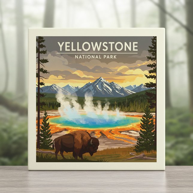 Vintager Yellowstone-Nationalpark Fliese (Von Creator hochgeladen)