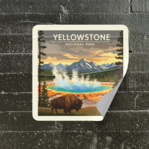 Vintager Yellowstone-Nationalpark Quadratischer Aufkleber