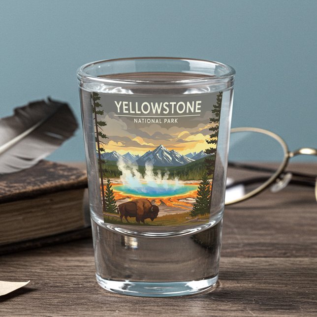 Vintager Yellowstone-Nationalpark Schnapsglas (Von Creator hochgeladen)