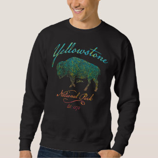 Vintager Yellowstone Nationalpark Walking Bison Sweatshirt