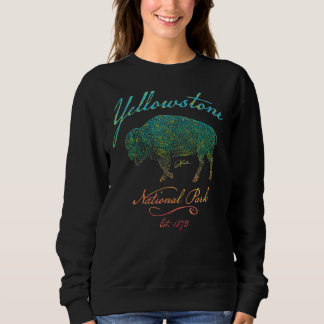 Vintager Yellowstone Nationalpark Walking Bison Sweatshirt