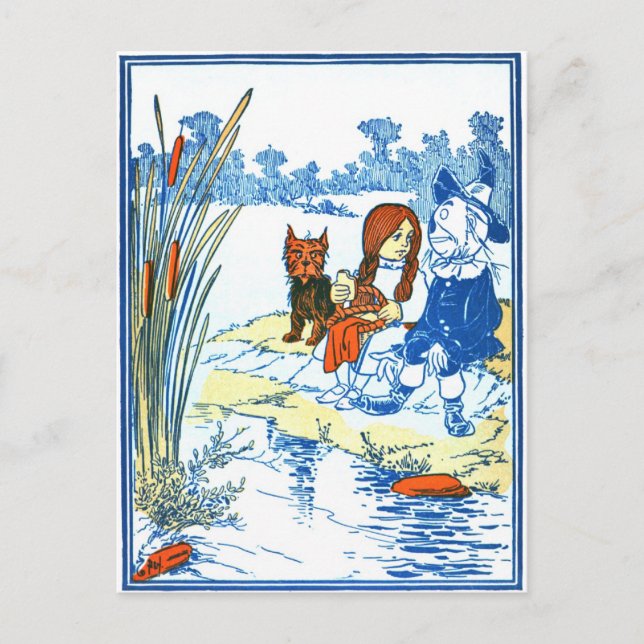 Vintager Zauberer für Oz Illustration - Teich Postkarte (Vorderseite)