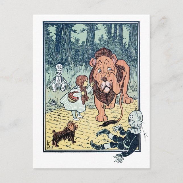 Vintager Zauberer für Oz-Zeichen, Gelbe Ziegelstra Postkarte (Vorderseite)