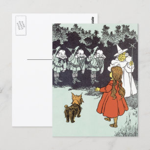 Vintager Zauberer Oz Dorothy Toto Glinda Munchkins Postkarte