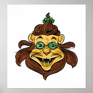 Vintager Zauberer von Oz, Löwe mit grüner Brille Poster