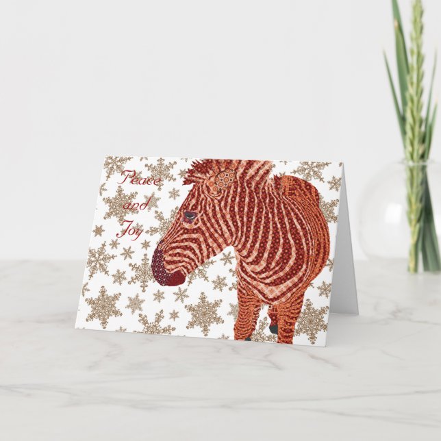 Vintager Zebra-Weihnachtsgruß Feiertagskarte (Vorderseite)
