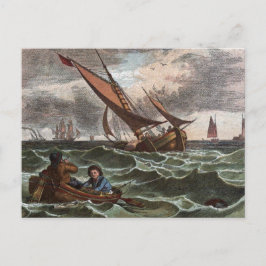 Vintager Zeichn: Sturm auf See Postkarte