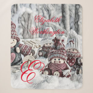 Vintager Zeichn von Gnomen im Schnee Sherpadecke