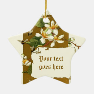 Vintager zeichn von weißen Blume Keramikornament