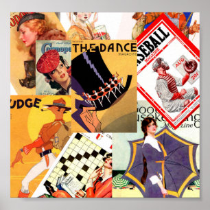Vintager ZeitschriftMontage Poster