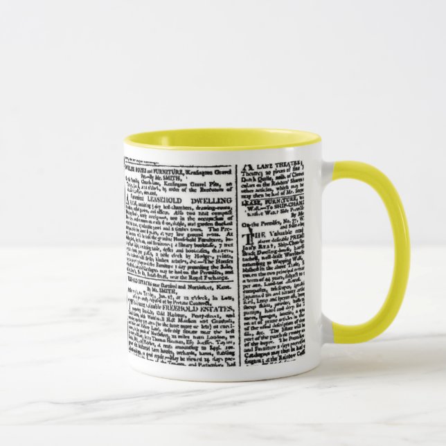 Vintager Zeitungs-Druck Tasse (Rechts)
