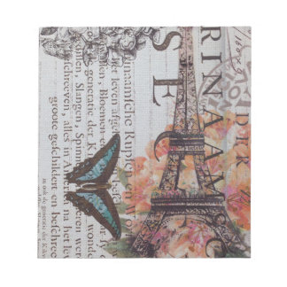 Vintager Zeitungsdecoupage-Eiffelturm Paris Notizblock