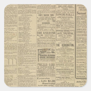 Vintager Zeitungshintergrund Quadratischer Aufkleber