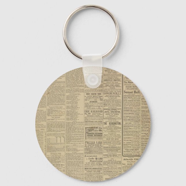 Vintager Zeitungshintergrund Schlüsselanhänger (Vorderseite)