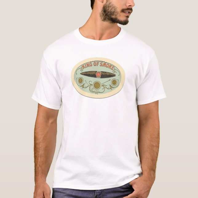 Vintager Zigarren-Aufkleber-König des Rauches T-Shirt (Vorderseite)
