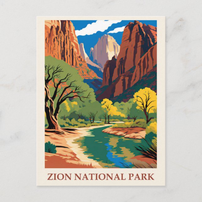 Vintager Zion Nationalpark Utah Postkarte (Vorderseite)