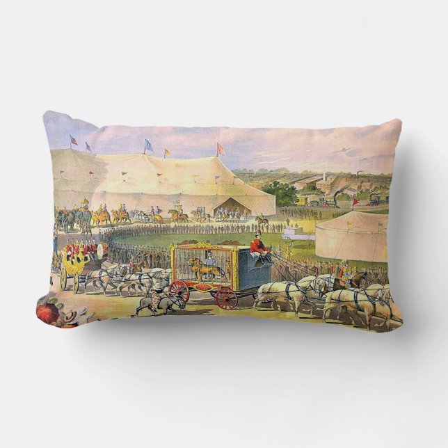 Vintager Zirkus-Boden Lendenkissen (Vorderseite)