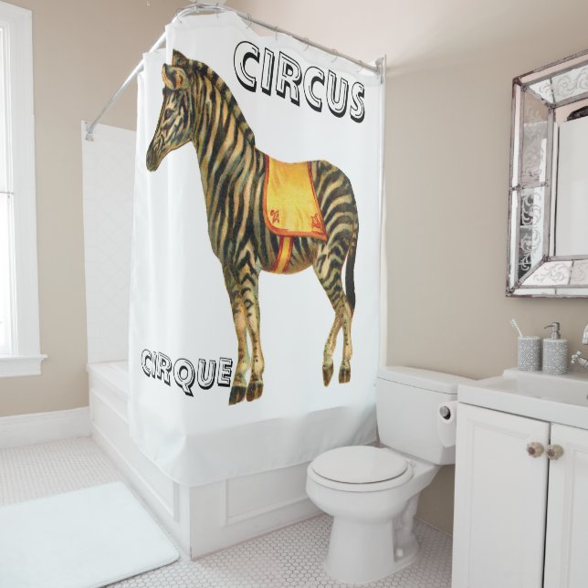 Vintager Zirkus darstellender Zebra Duschvorhang (Beispiel)
