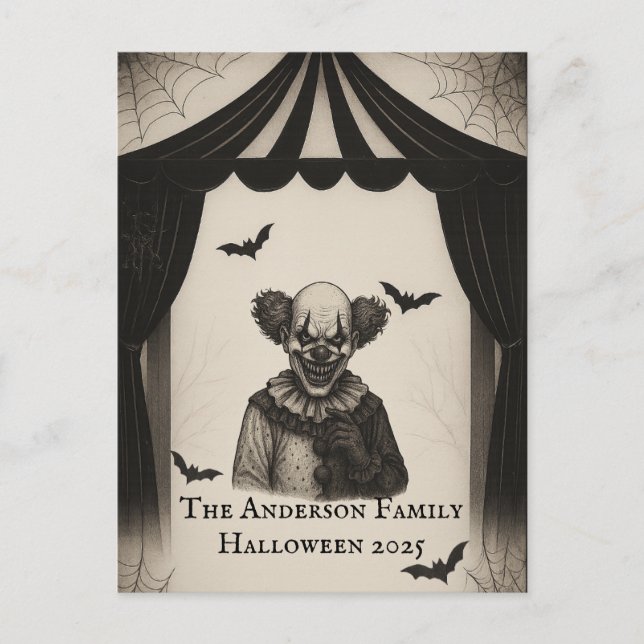 Vintager Zirkus | Spuk Karnevalthema Halloween Postkarte (Vorderseite)