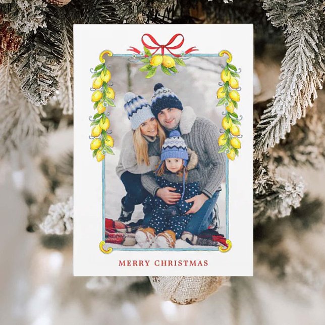 Vintager Zitronenrahmen Foto Weihnachtsgrüßkarte Ankündigung (Von Creator hochgeladen)