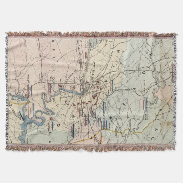 Vintager ziviler Krieg Richmonds Virginia kämpft Decke (Vorderseite)