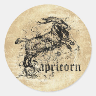 Vintager Zodiac-Capricorn Runder Aufkleber