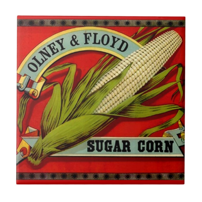 Vintager Zuckermais Olney u. Fliese (Vorderseite)