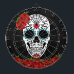 Vintager Zuckerschädel mit Rote Rosen Dartscheibe<br><div class="desc">Traditionelles Día de los Muertos Zuckerhut Zeichnend. Füllen mit Farbe und Liebe,  die die geehrt,  die vor uns gegangen.</div>