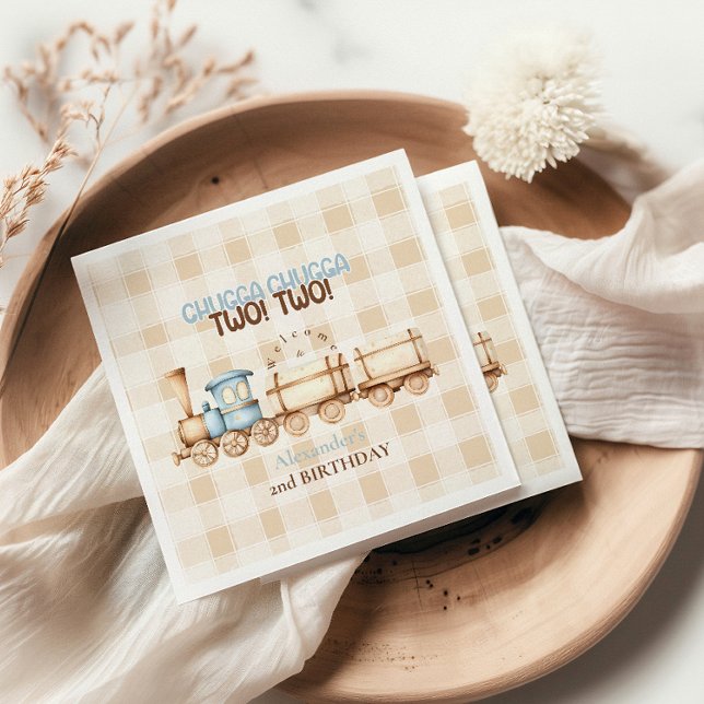 Vintager Zug 2. Geburtstag Serviette (Von Creator hochgeladen)