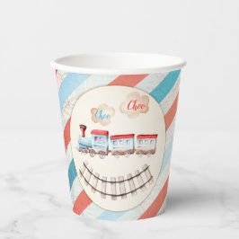 Vintager Zug Chugga Choo Red Blue Boy Geburtstag Pappbecher