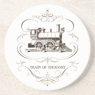 Vintager Zug des Gedankens Getränkeuntersetzer
