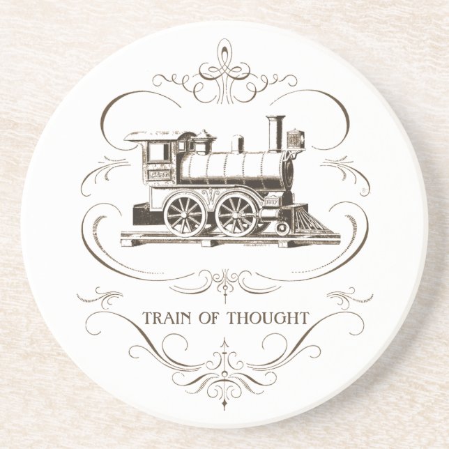 Vintager Zug des Gedankens Getränkeuntersetzer (Vorne)