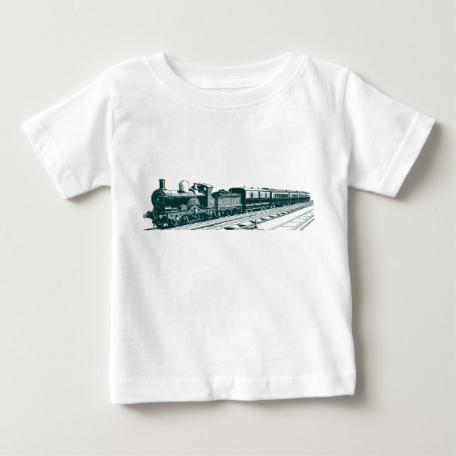 Vintager Zug - Dunkelgrün Baby T-shirt (Vorderseite)