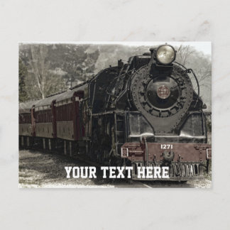 Vintager Zug mit CustomText Postkarte