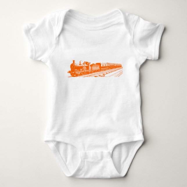 Vintager Zug - Orange Baby Strampler (Vorderseite)