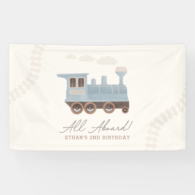 Vintager Zug zum Geburtstag Banner (Horizontal)