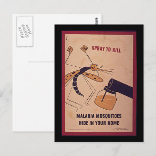 Vintager Zweiter Weltkrieg tötet Malaria-Moskitos Postkarte