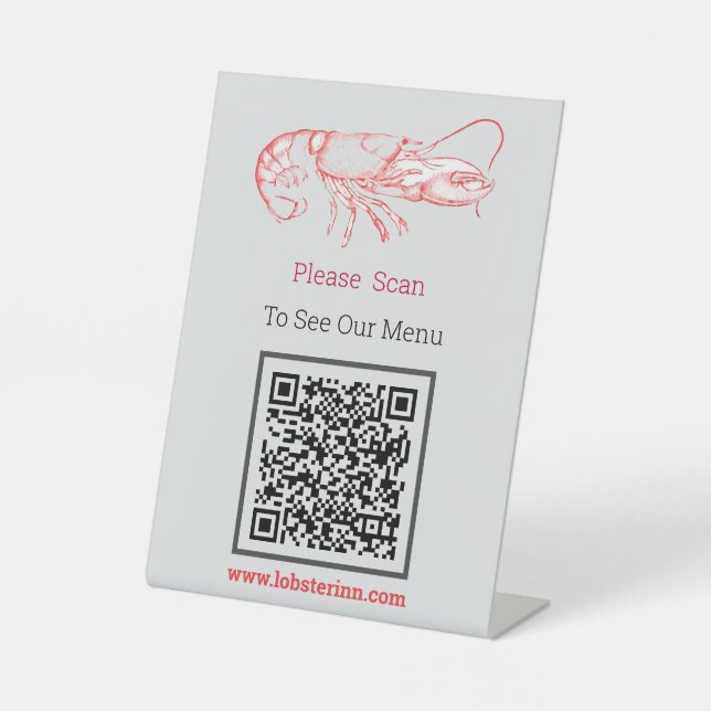 Vintagered    Hummer - QR Code Pedestal Sign Sockelschild (Vorderseite)