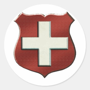 VintageRetro Swiss Shield für Schweizer Bevölkerun Runder Aufkleber