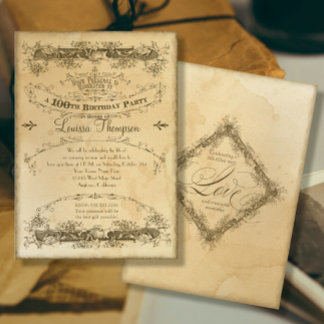 Vintages 100. Geburtstagsfest Tea erhalten Einladung