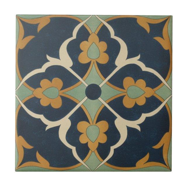 Vintages 1884 Ornamental-Keramik-Kunst-Grün Fliese (Vorderseite)