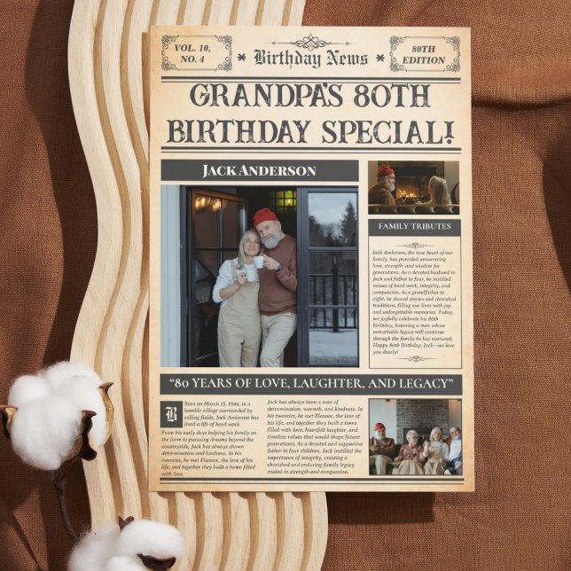 Vintages 1945 80. Geburtstagspopster - Personalisi Feiertagskarte (Vintage 1945 80th Birthday Poster - Personalized G Holiday Card)