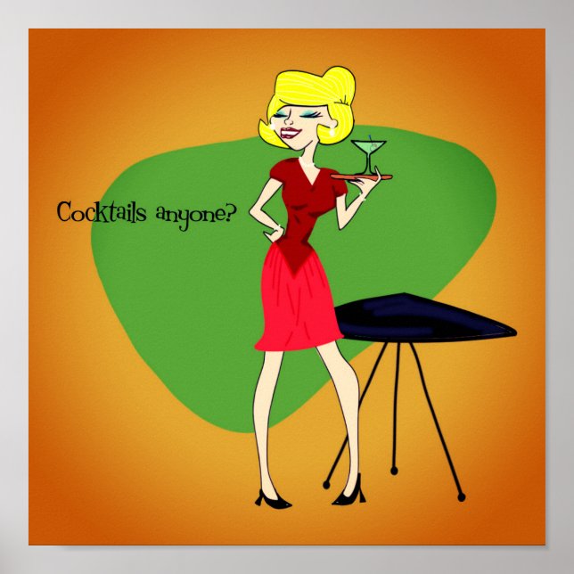 Vintages 1950 Inspiriertes Cocktailposter Poster (Vorne)
