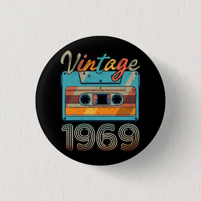 Vintages 1969 Kassettenband Retro 54. Geburtstag 5 Button (Vorderseite)