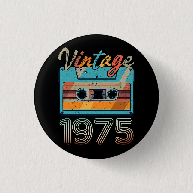 Vintages 1975 Kassettenband Retro 48. Geburtstag 4 Button (Vorderseite)