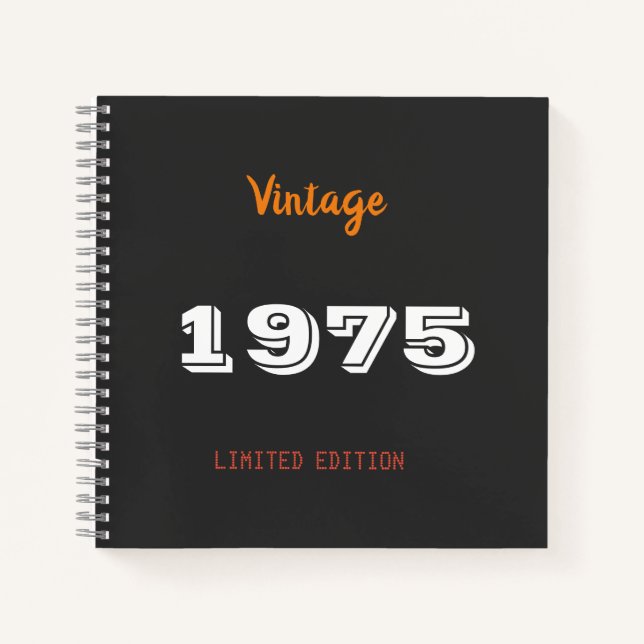 Vintages 1975 Limited Edition Notebook - Retro 50. Notizbuch (Vorderseite)