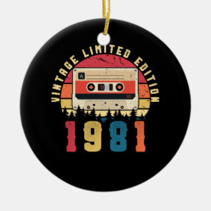 Vintages 1981 Geburtstagskassettenband Keramik Ornament