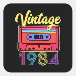 Vintages 1984 farbiges Kassettenband Quadratischer Aufkleber